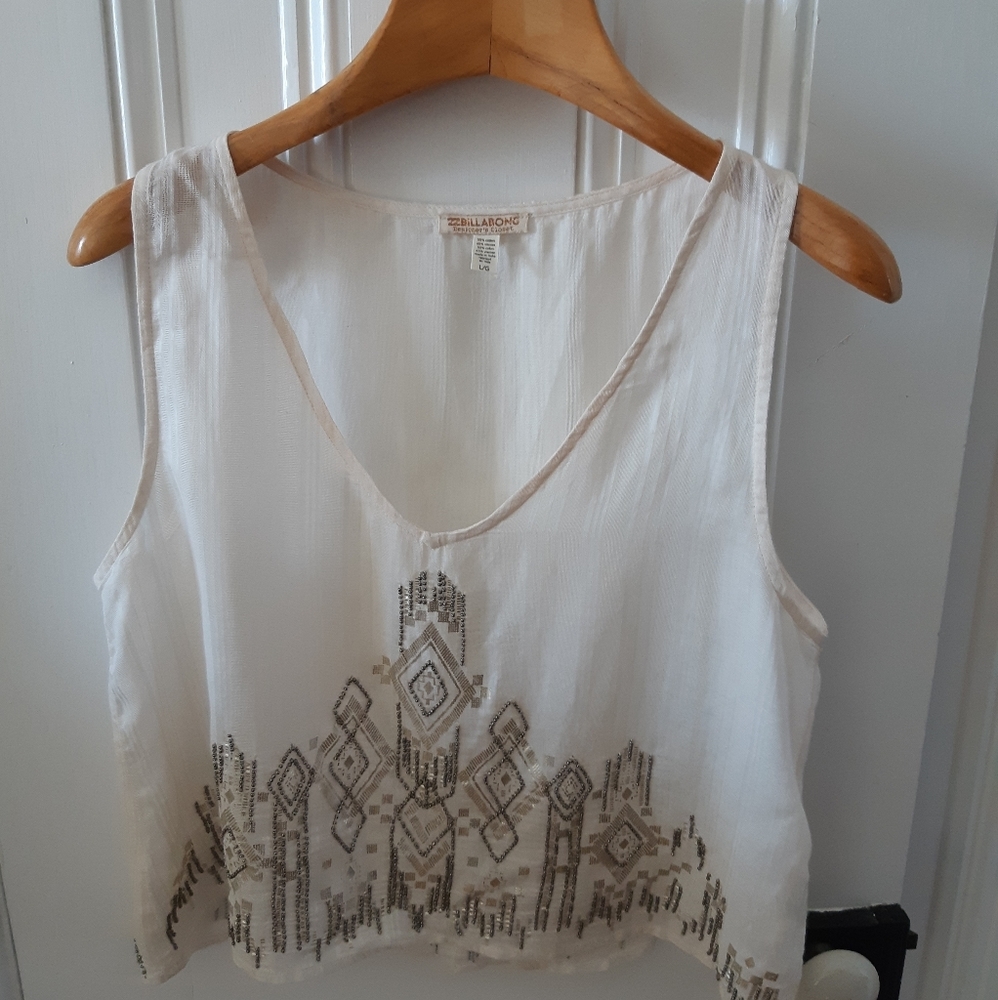 Billabong beaded petite cropped cream camisole